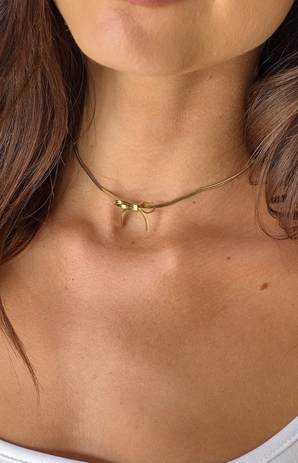 Brylee Gold Bowknot Pendant Necklace For Discount