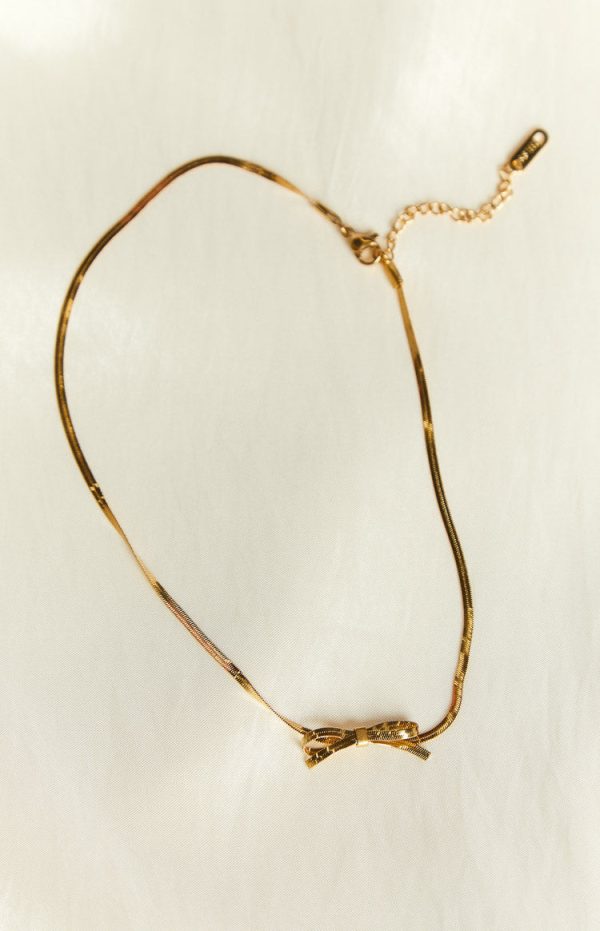 Brylee Gold Bowknot Pendant Necklace For Discount - Image 3