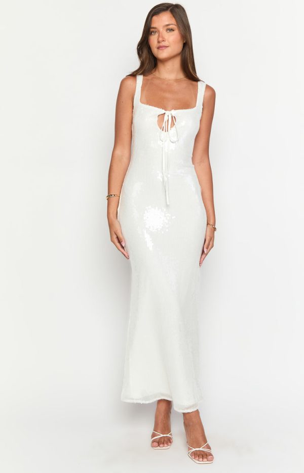 Kruze White Sequin Maxi Dress For Discount - Image 2