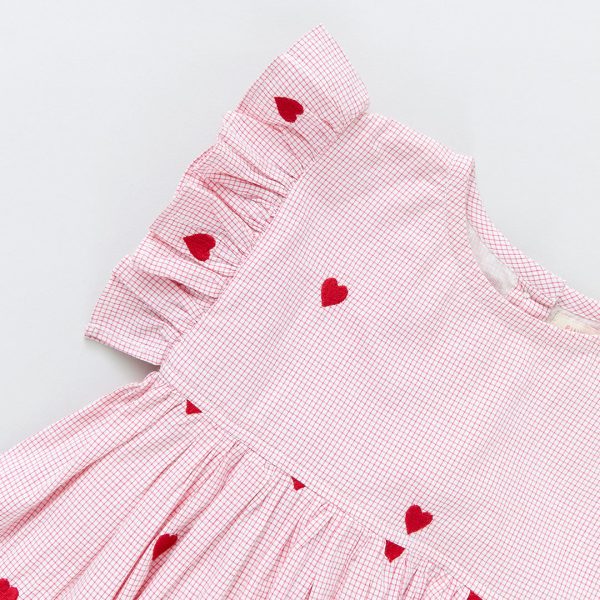 Girls Kit Dress - Heart Embroidery Online Hot Sale - Image 5
