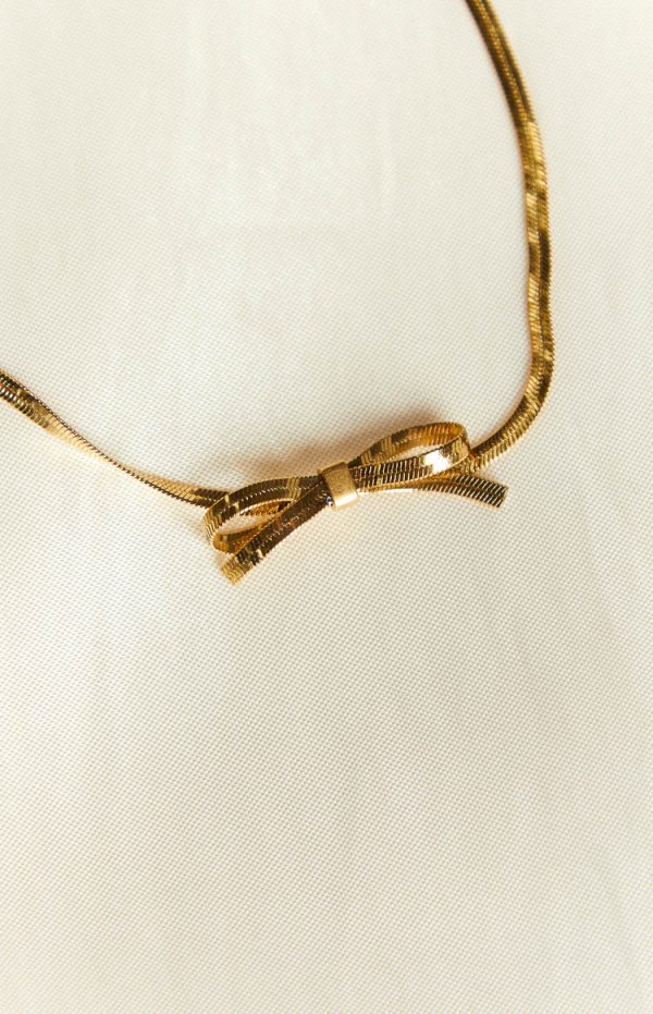 Brylee Gold Bowknot Pendant Necklace For Discount - Image 2