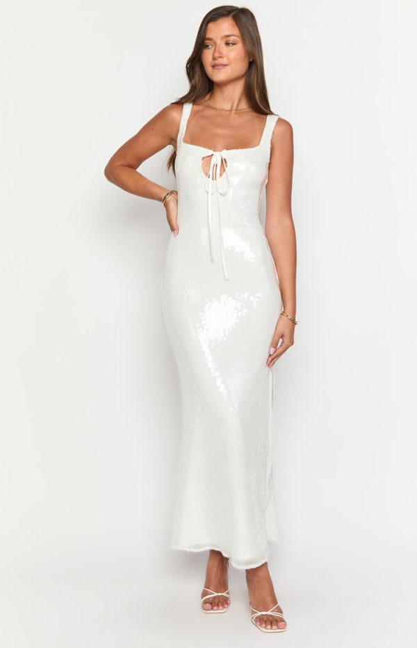 Kruze White Sequin Maxi Dress For Discount - Image 3